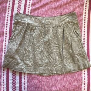 Old Navy Linen Blend Mini Skirt Tan White Pockets Size 14 Coastal Summer